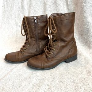 Target Brown Faux Laced Zip Up Combat Boots- Women’s Size 7